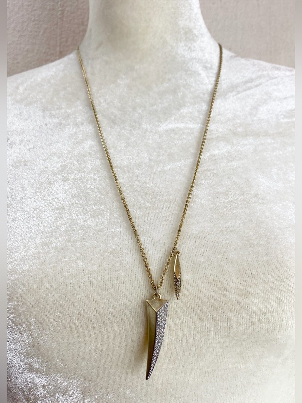 J crew gold Tone Pendant Necklace with Pavé Crystal Accents
